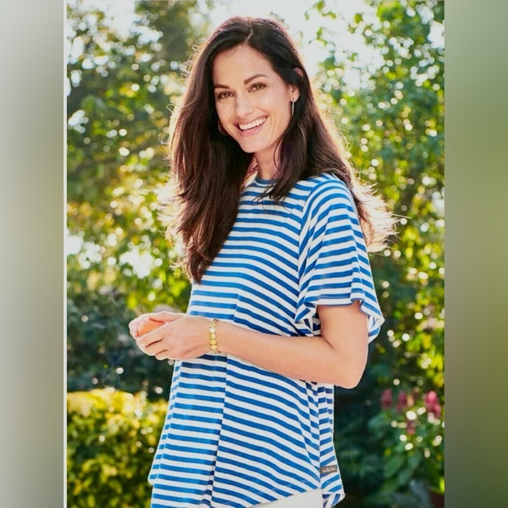 Matilda Jane Sincerely Me Blue and White Stripped top size large